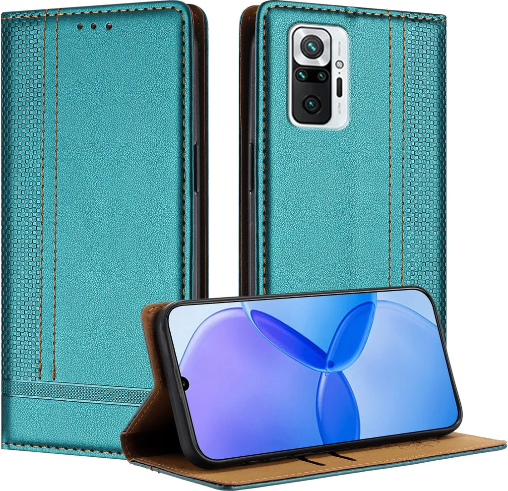 Custodia per Xiaomi Redmi Note 10 Pro/Note 10 Pro Max in pelle flip case con funzione stand verde