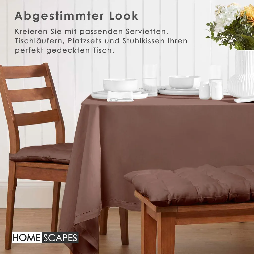 Nappe en coton marron Homescapes 137 x 228 cm pour table rectangulaire - 8