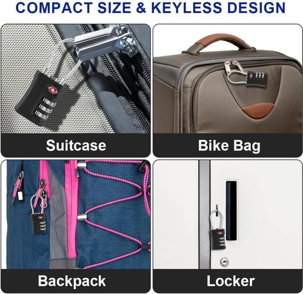 Serrure TSA anti-vol à 3 chiffres pour sécuriser vos valises - Pack de 2 - 6