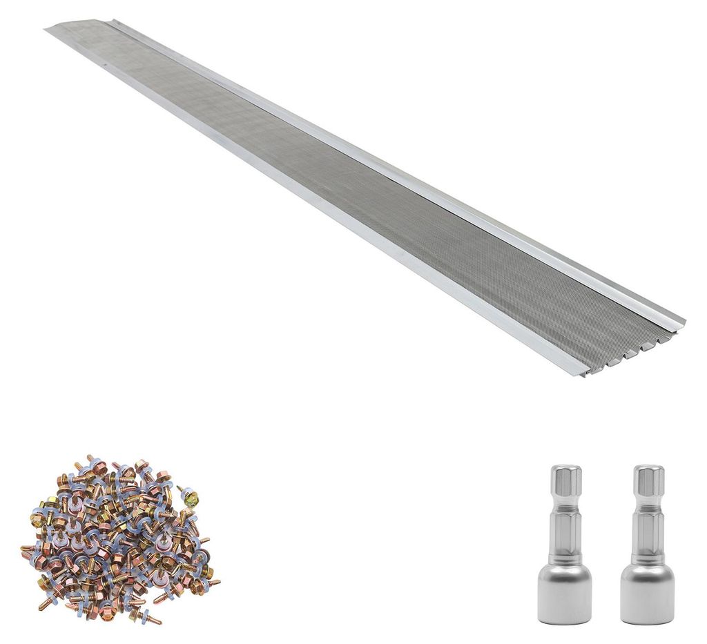 SucceBuy 20 Stk. Dachrinnenschutz 127 mm, Aluminium-Laubfangstreifen mit Edelstahl-Mikromaschen, zuschneidbarer Dachrinnenlaubschutz mit 30,48 m Ge...