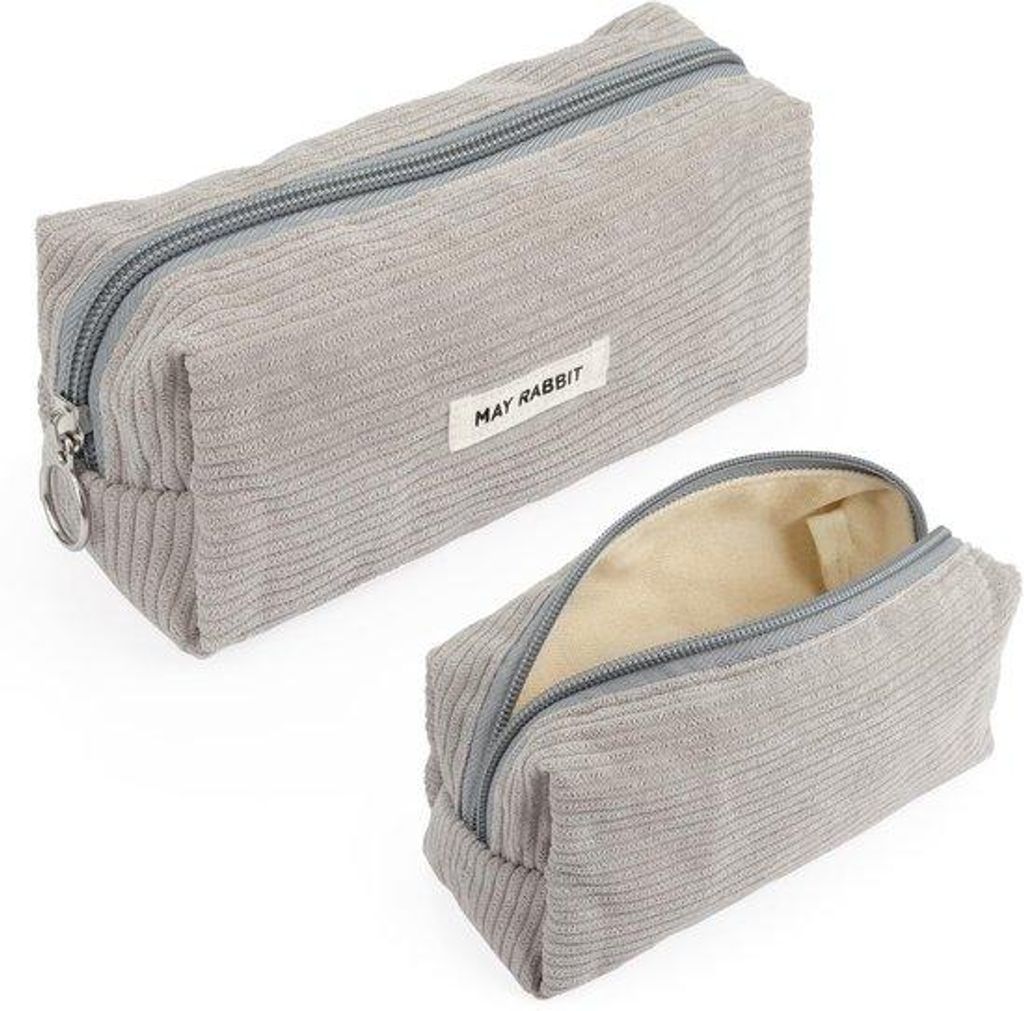 Graues Corduroy-Etui, Organizer für Bürobedarf, Schultertasche, Büro