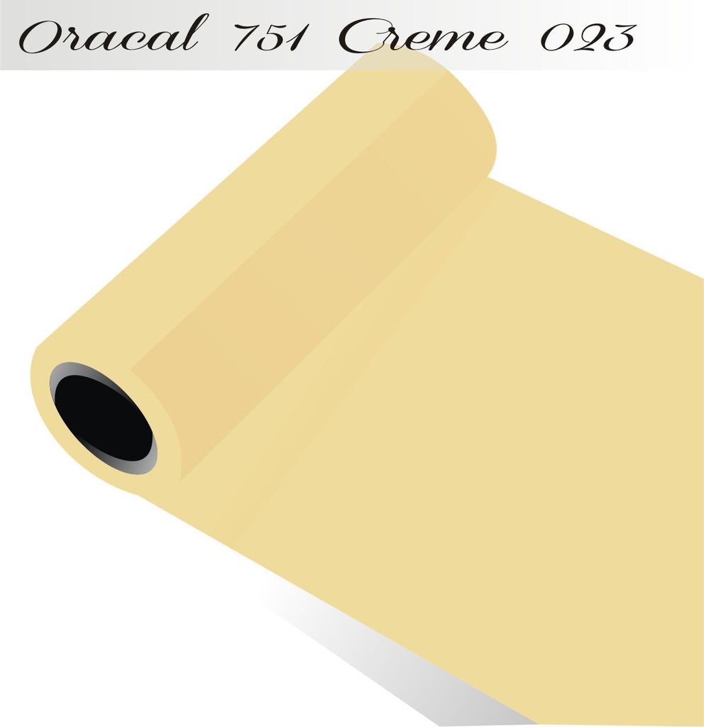 Oracal 751 - Orafol Folie 5m (Laufmeter) freie Farbwahl 118 glänzende Farben - glanz in 4 Größen, 50 cm Folienhöhe creme - 023