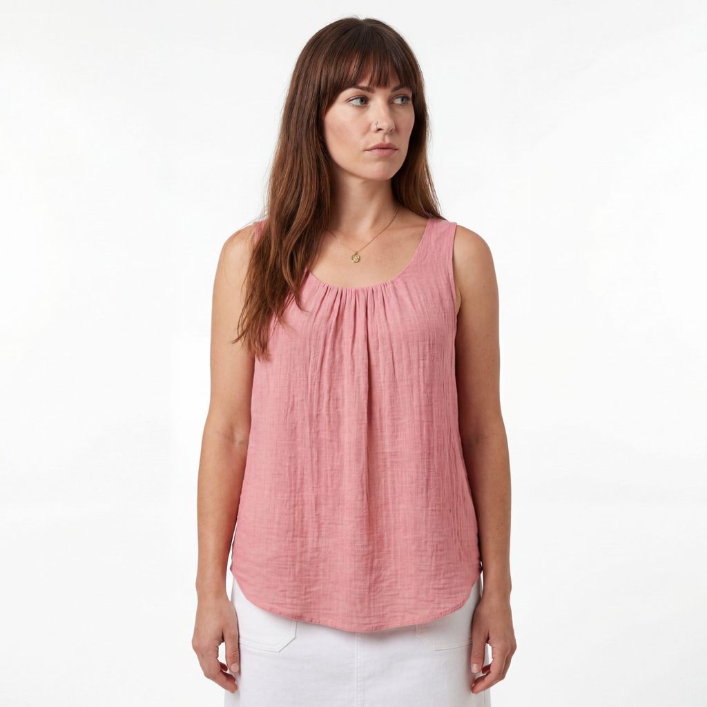 Trägertop Sommer Shirt Innentop blickdichtes Leinenoptik Oberteil 36-48 Damen