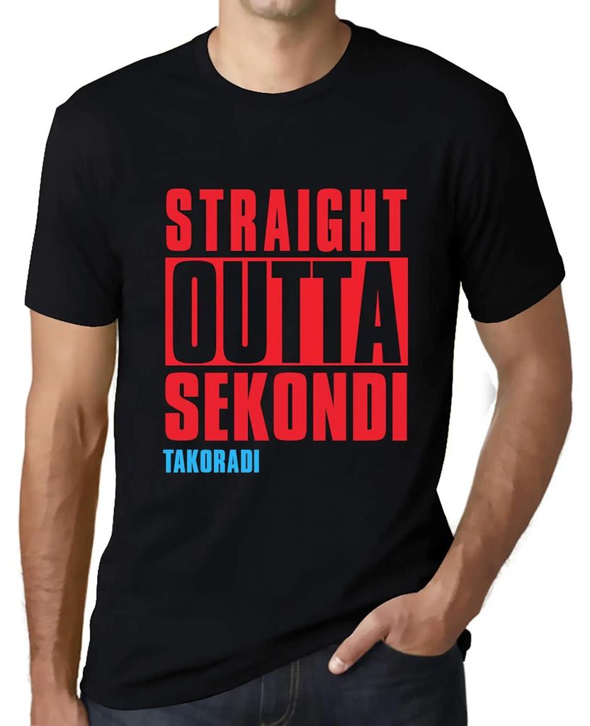 Herren Grafik T-Shirt Straight Outta Sekondi Takoradi Öko-Verantwortlich Vintage Jahrgang Kurzarm Lustige Druck Geburtstag Geschenk Mann