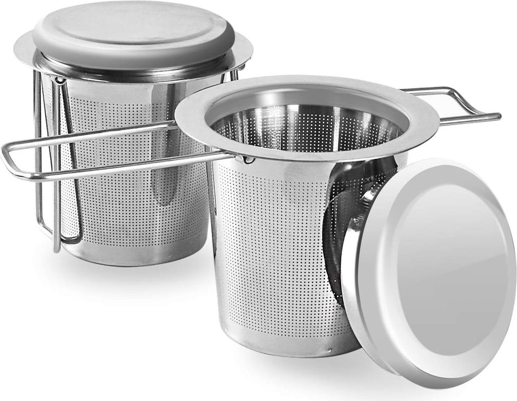 Teesiebe aus Edelstahl - Set von 2 - Teefilter mit klappbaren Griffen - Teekanne und Tassen