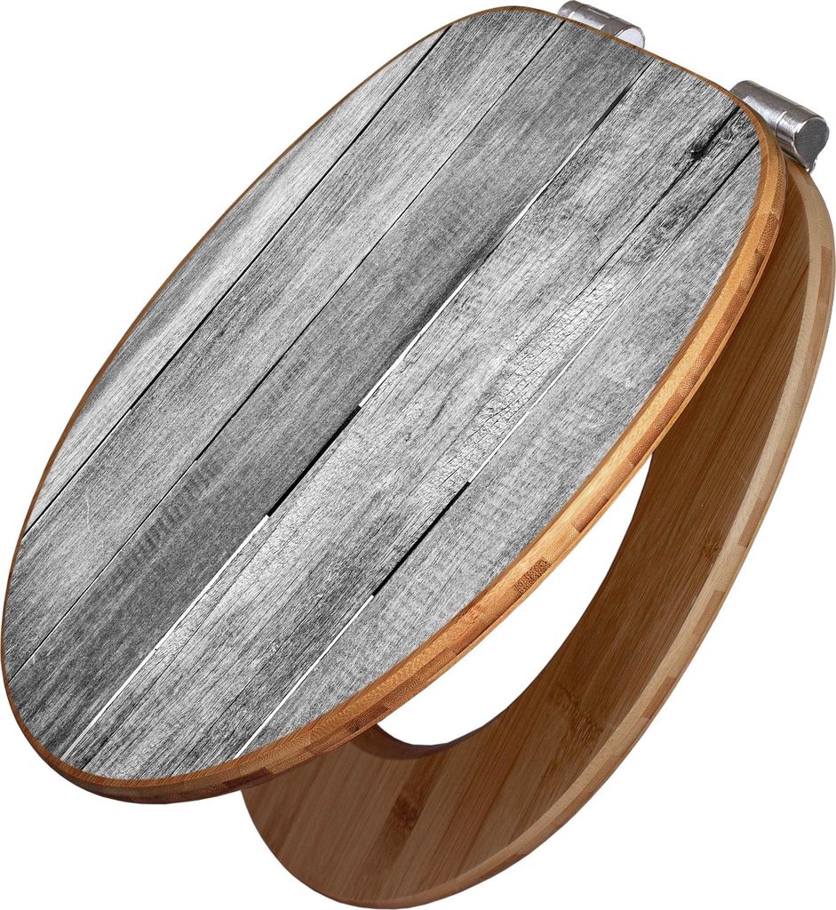 banjado Design WC Sitz Bambus Absenkautomatik -Holz Monochrom - Toilettendeckel mit Absenkautomatik Holz/hochwertiger Bambus Klodeckel/WC-Sitz für...