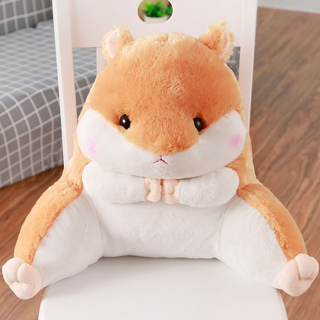 Niedliches Hamsterstuhlkissen, niedliches Hamster-Design, Plüsch-Lendenkissen, Stuhl-Rückenkissen, Taillenstützkissen für Büro, Sofa, Bett,40x...