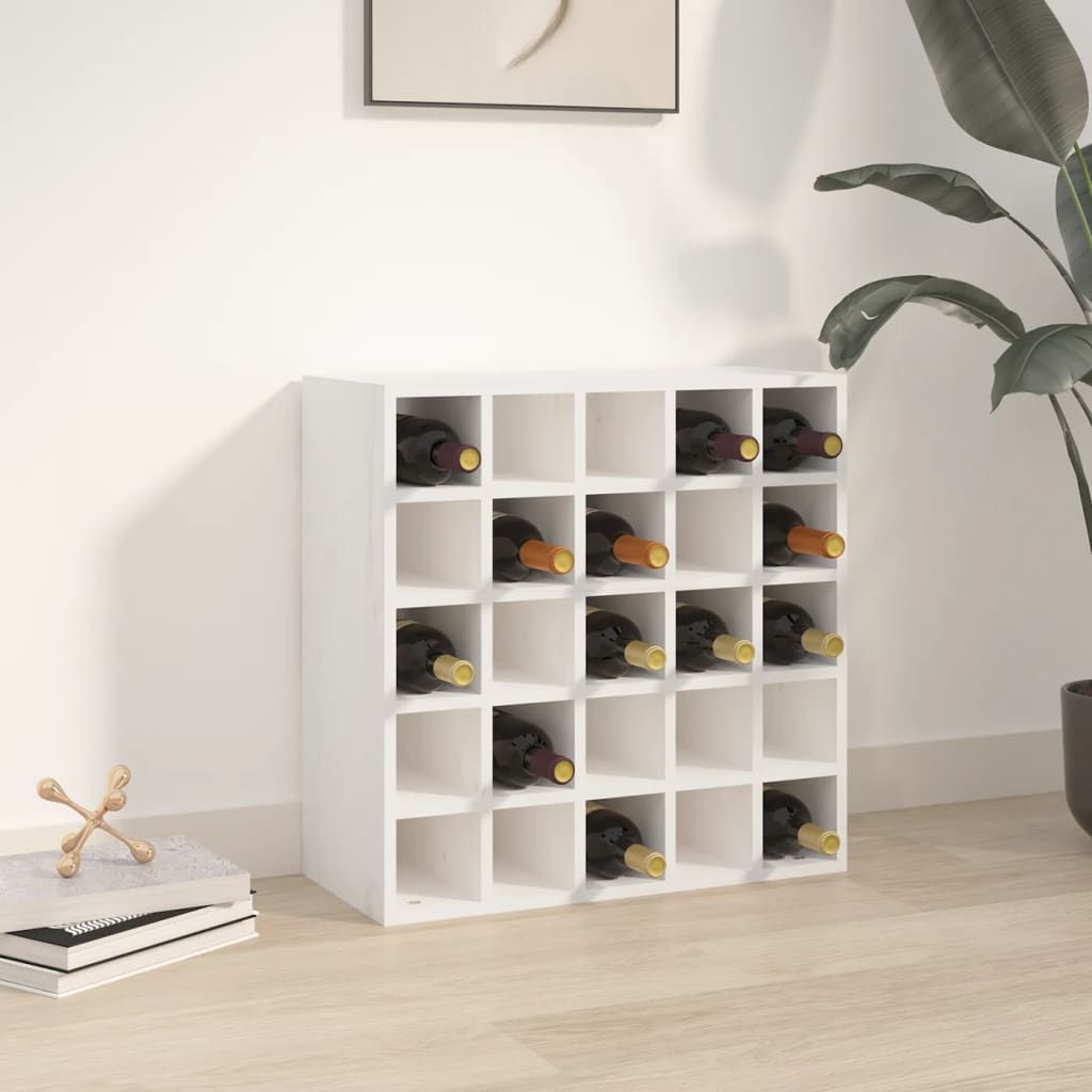 The Living Store Weinregal Weiß 56x25x56 cm Massivholz Kiefer
