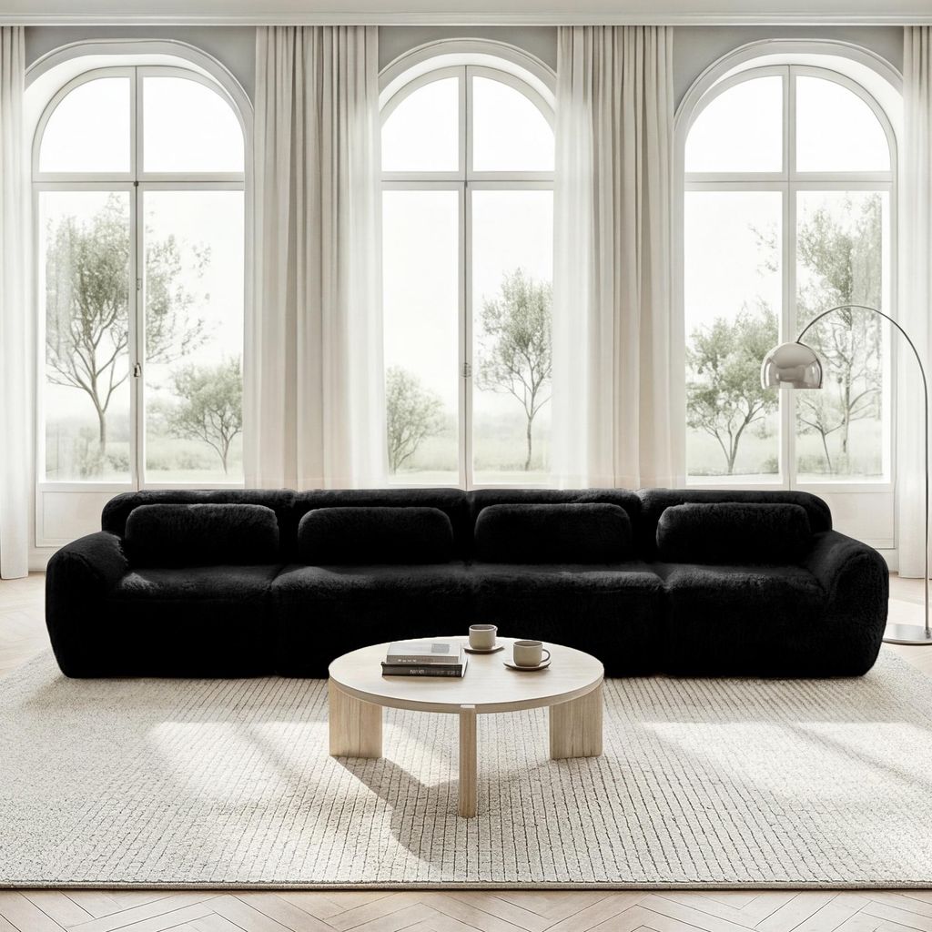 STILVORA 4-Sitzer Sofa mit Mehrfachkombination und Kissen, Modulares Sofa mit rutschfestem Boden und ergonomischer Unterstützung, Loungesofa mit h...
