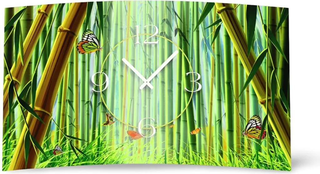 Horloge murale design Bambou Papillons Dixtime 3D-009797 moderne et zen