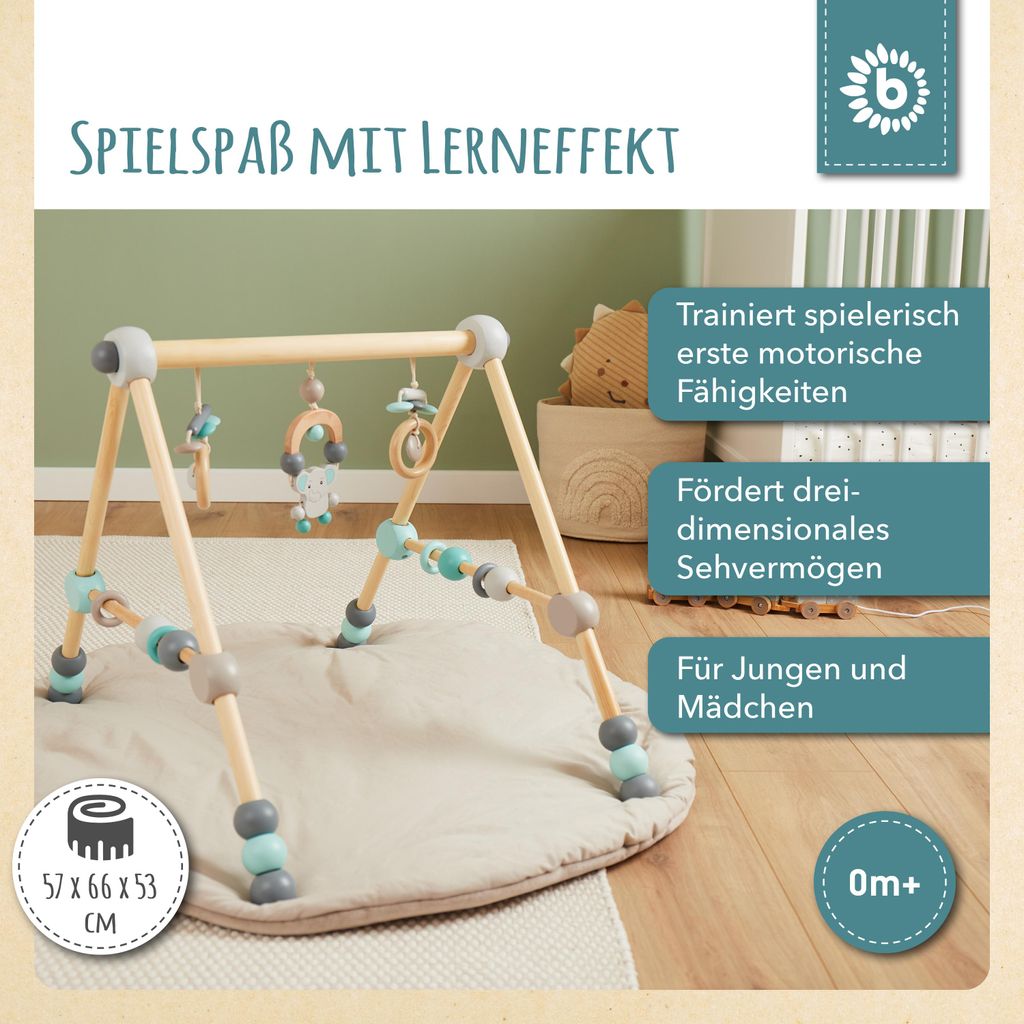 Bieco Spielbogen Baby Holz Höhenverstellbar | Baby Gym | Produktbild 