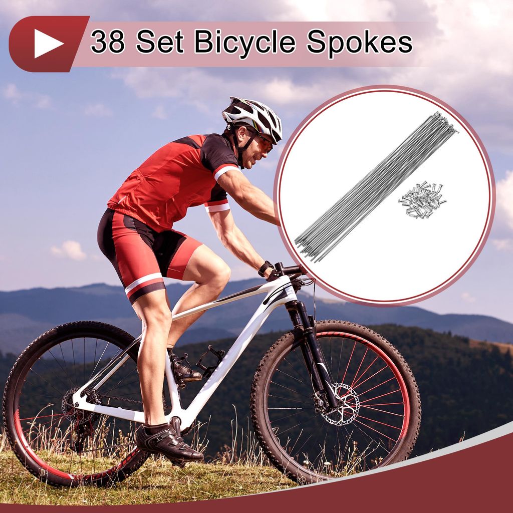 38 Satz 13G Fahrradspeichen 295mm Radspeichen Kohlenstoffstahl Silberton