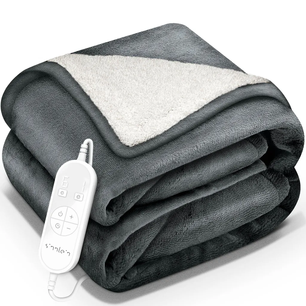 Coperta Elettrica Sinnlein 160x120 Grigio - 9 Livelli Caldo e Timer