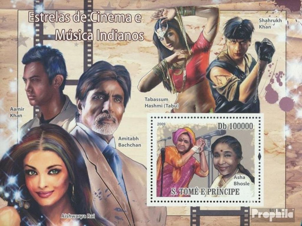 Briefmarken Sao Tome e Principe 2009 Mi Block675 (kompl.Ausg.) postfrisch Film und Musik aus Asien