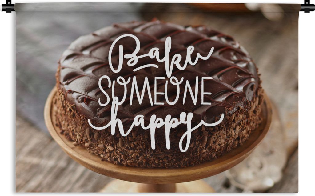 MuchoWow Wandteppich Wandbehang Zitate - 'Backe jemanden glücklich' - Sprichwörter 90x60 cm Tapisserie Dekoration Wandtuch - Wandskulpturen - B...