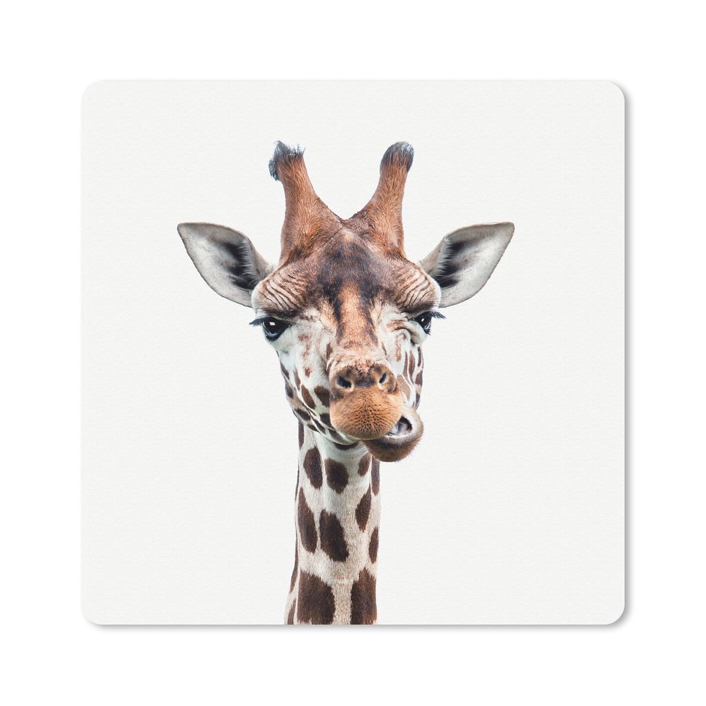 MuchoWow Mauspad Mousepad Jungen - Giraffe - Tiere - Kopf - Porträt - Kind - Mädchen 30x30 cm - Mousepads - Maus Mat - Pad - Mausunterlage - Ga...