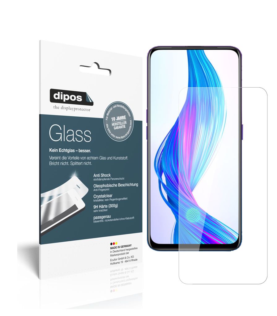 2x Schutzfolie für Oppo Realme X - Anti-Shock 9H Folie dipos Glass Kunststoffglas