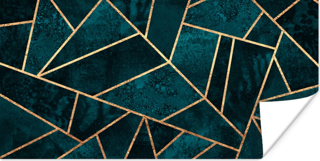 MuchoWow Poster Steine - Gold - Luxus - Muster - Abstrakt 150x75 cm - ohne Rahmen