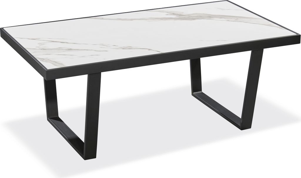 Couchtisch >Jordan< in weiß, schwarz, MDF, Metall - 110x43x60cm (BxHxT)