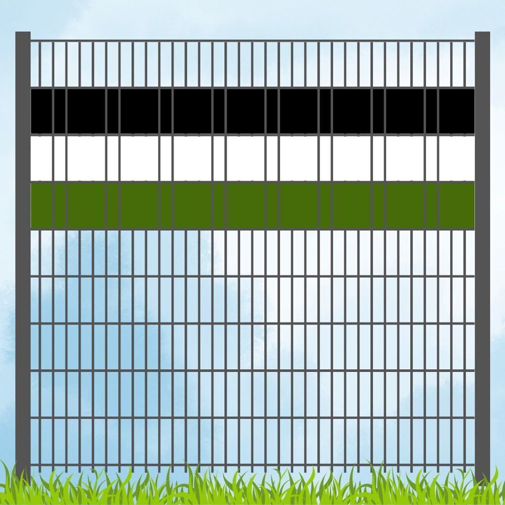 Sichtschutzstreifen in Vereinsfarben - Set SCHWARZ-WEISS-GRÜN Volle Streifenbreite