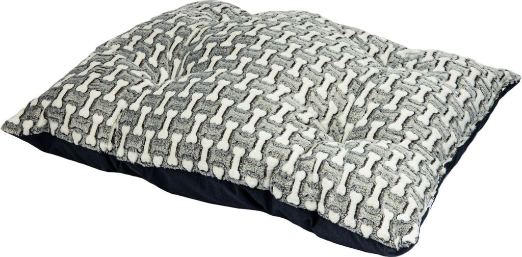 Valle Verde Haustierbett Fleece Hundebett Haustierkissen Katzenbett Hundesofa Katzenschlafplatz Kuschelbett Tiercouch Weich 80 x 60 cm Knochen