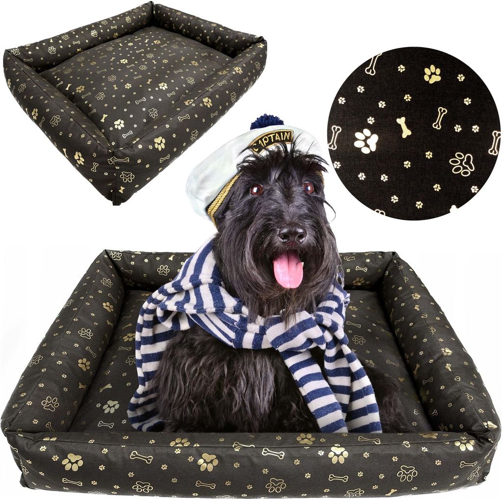 Hundebett Katzenbett 115x95 Cm Hundekissen Hundesofa Hundekorb Hundecouch Sofa Knochen Gold