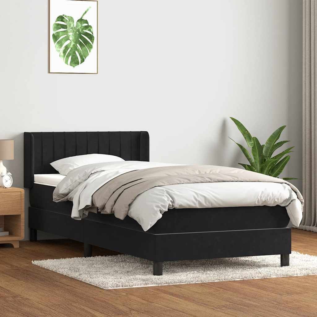 Boxspringbett mit Matratze Schwarz 80x220 cm Samt ,Klassische Betten 2025