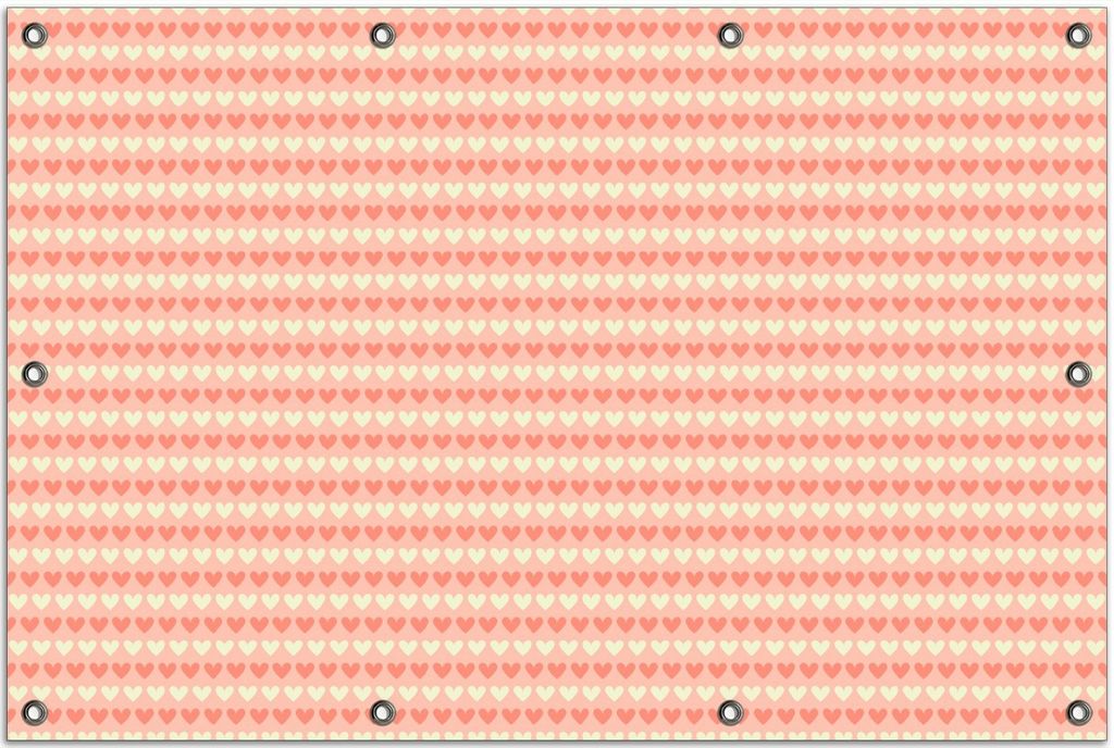 Wallario Outdoor-Poster für Garten oder Balkon, Motiv Muster Herzen in beige und rot, in ca. 80 x 120 cm