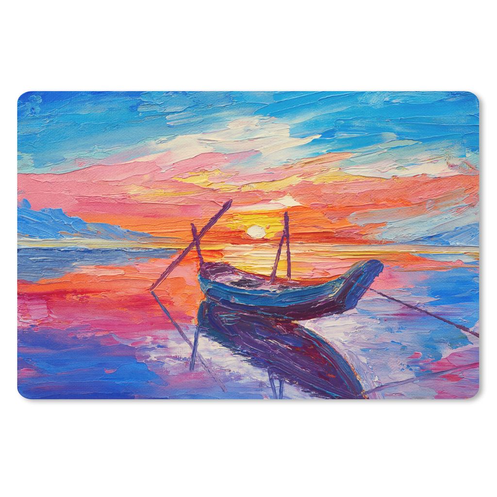 MuchoWow Mauspad Mousepad Malerei - Boot - Ölfarbe - Wasser 27x18 cm - Mousepads - Maus Mat - Pad - Mausunterlage - Büroartikel - Desk Matten