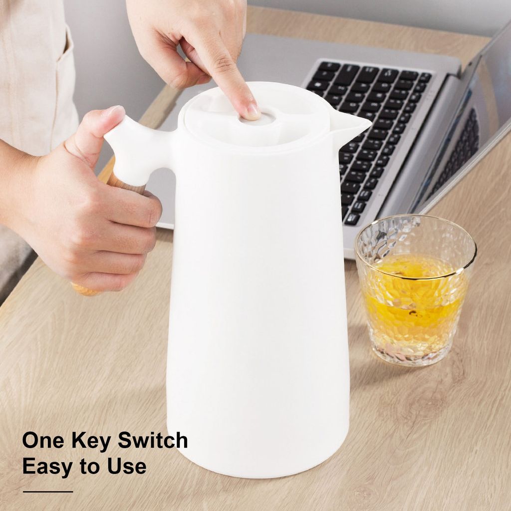 Thermo Kaffeekaraffe 1 Liter Weiß - Doppelwandig Isoliert Für Büro & Zuhause