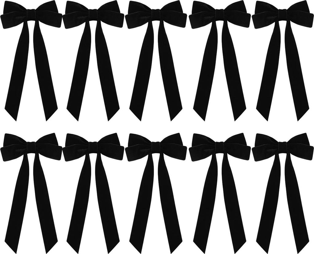 10 Samt-Weihnachtsschleifen (12,7 x 25,4 cm) im Vintage-Stil, rustikale Christbaumschmuck-Schleifen, Geschenkschleifen für Baumkränze und Girlanden.