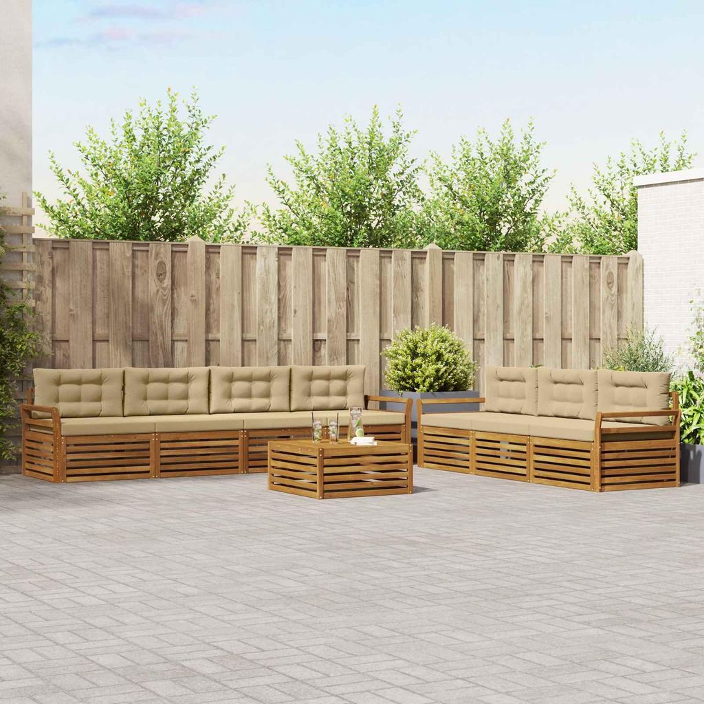 "Neues Produkt" Outdoor-Sofagarnitur ANTI-UV - CLORIS - mit Kissen - 8 pcs - Natur und Beige - Modern Gartensofas V1133