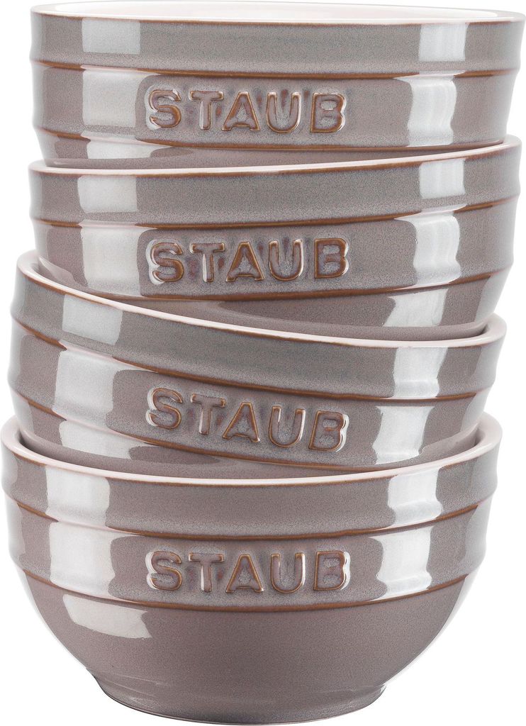STAUB 40508-152 Schüssel, 4,7 Zoll (12 cm), Set de 4 Stück, antikgrau, Set de Keramik, Schüssel, mikrowellengeeignet