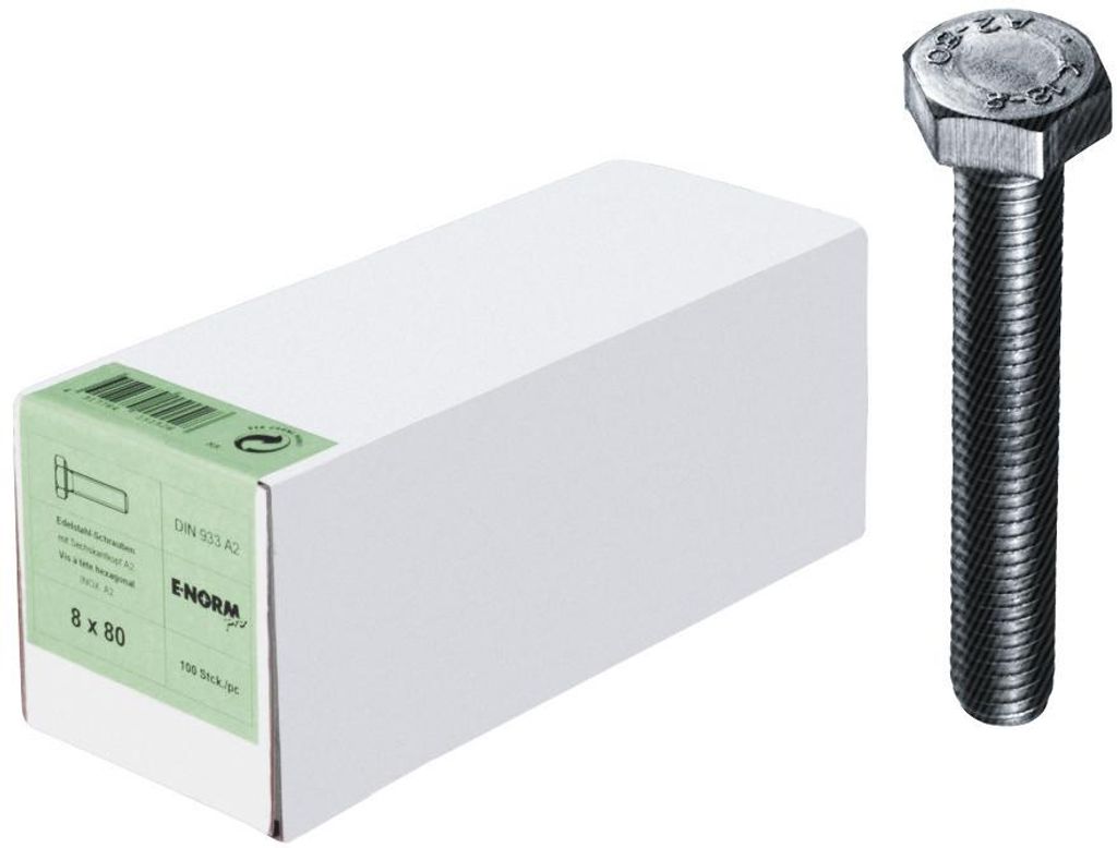 DIN 933 Edelstahl A2 M12x80 HP E-NORMpro