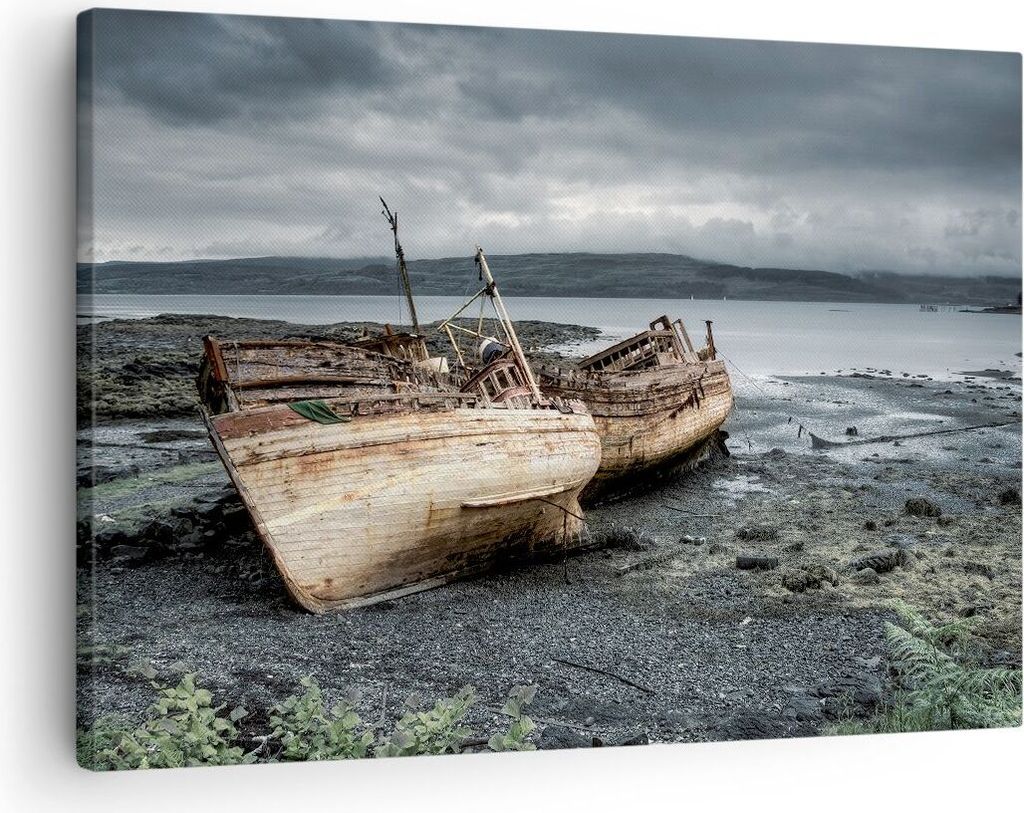 Bild auf Leinwand - Leinwandbild - Boot Wrack Ufer - Produktbild 