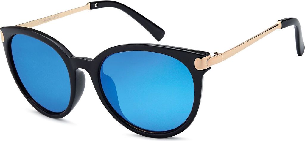 styleBREAKER Damen Sonnenbrille in Katzenaugen Cat-Eye Form, Kunststoff Vollrand Gestell und Metall Bügel 09020073