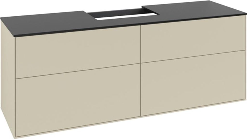 Villeroy & Boch Finion Waschtischunterschrank, Waschbecken mittig, 1600x603x501mm, Glass Black Matt, F19200HJ