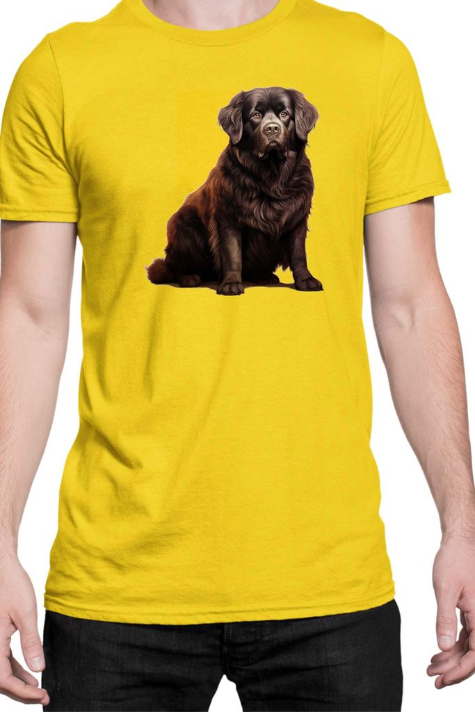 Herren T-Shirt Dogs Breeds Newfoundland Dog Breed 005, Man L / Gelb