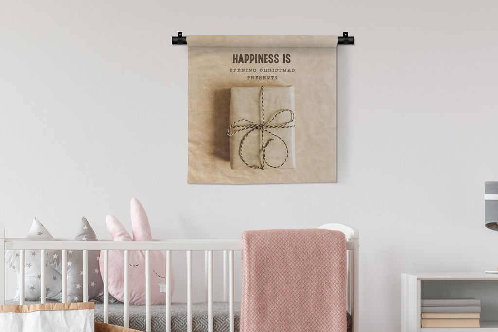 MuchoWow Wandteppich Wandbehang Weihnachten - Geschenk - Zitat 60x60 cm Tapisserie Dekoration Wandtuch - Dekorationen - Wand Decke