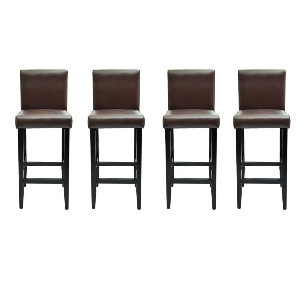 Tabouret de bar Marron foncé en similicuir lot de 4 assises confort