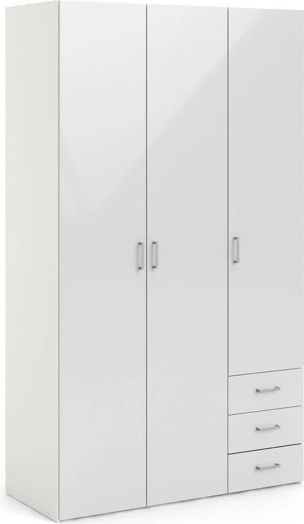 Aquilone Armoire 3 Portes 116x50 cm Blanc Brillant avec 4 Étagères