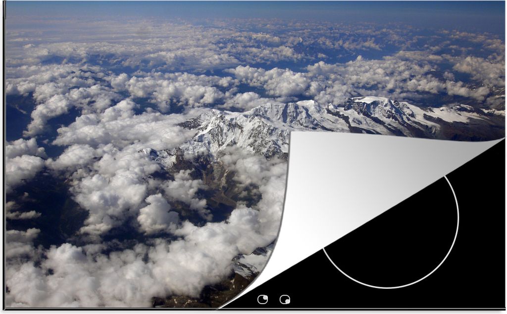 KitchenYeah Herdabdeckplatte Der Aletschgletscher in der Schweiz aus der Luft , 81x52cm, Küche Deko, Glaskeramikfeld Herdabdeckung, Abdeckplatte...