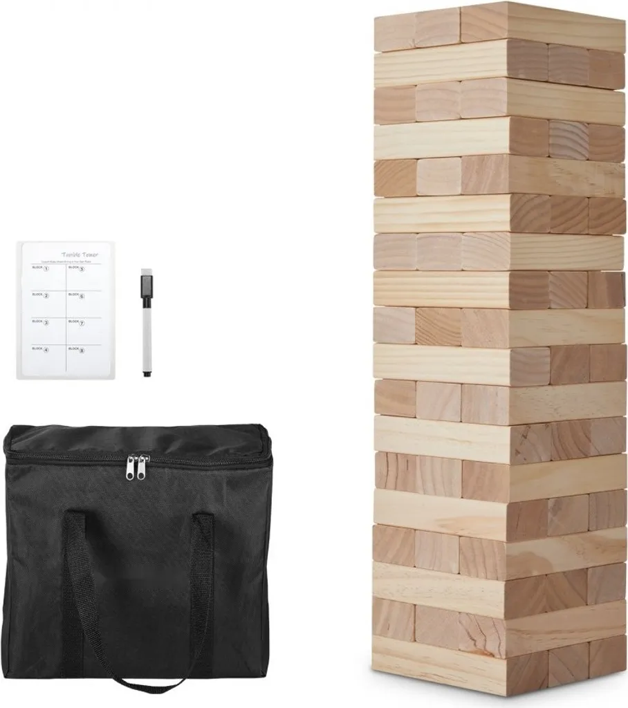 Tour d'empilement 54 blocs en bois naturel - Finition lisse et durable