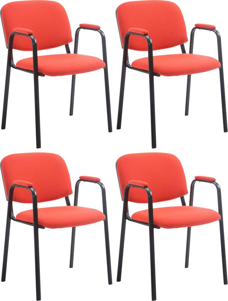 CLP 4er Set Stapelstühle Ken Pro Stoffbezug gepolstert mit Armlehnen bis 150 kg rot