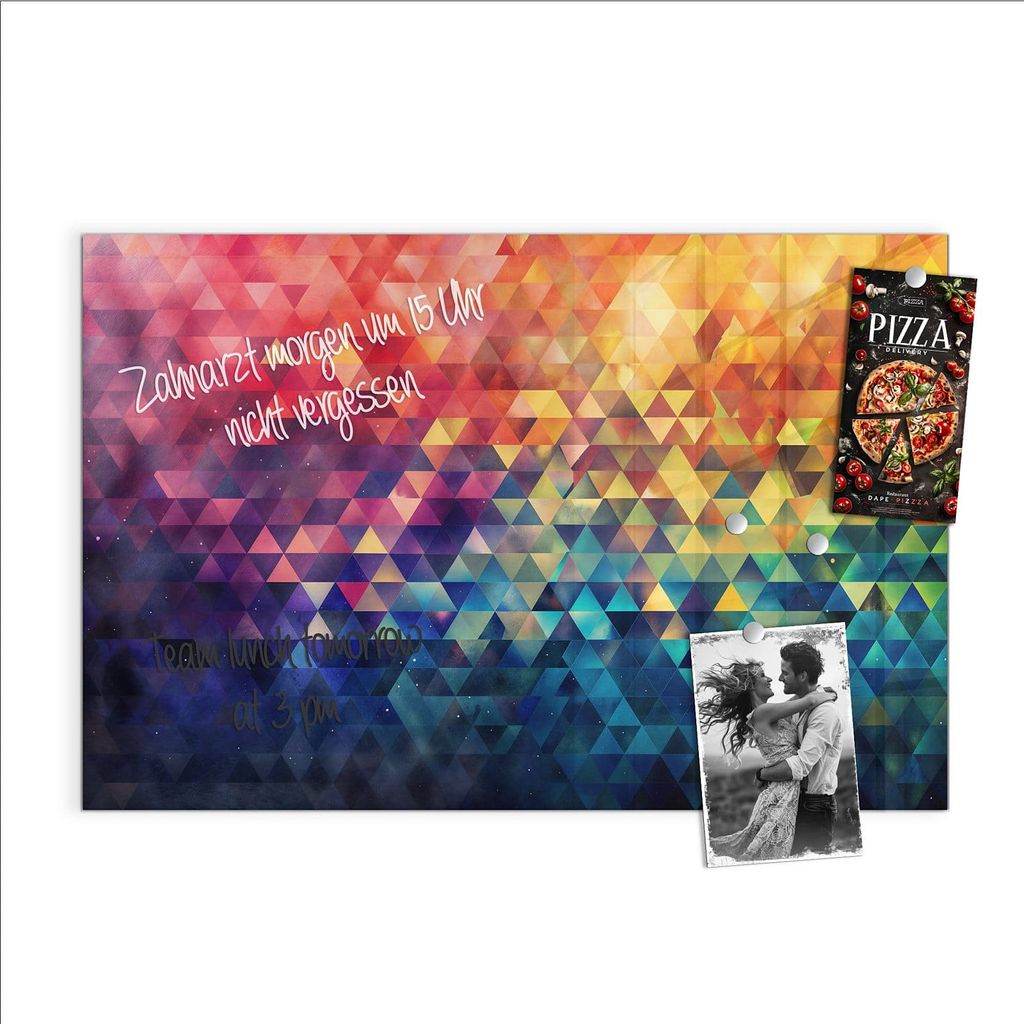 Magnettafel 90x60cm Pinnwand Whiteboard beschreibbar - Bunte Dreiecke