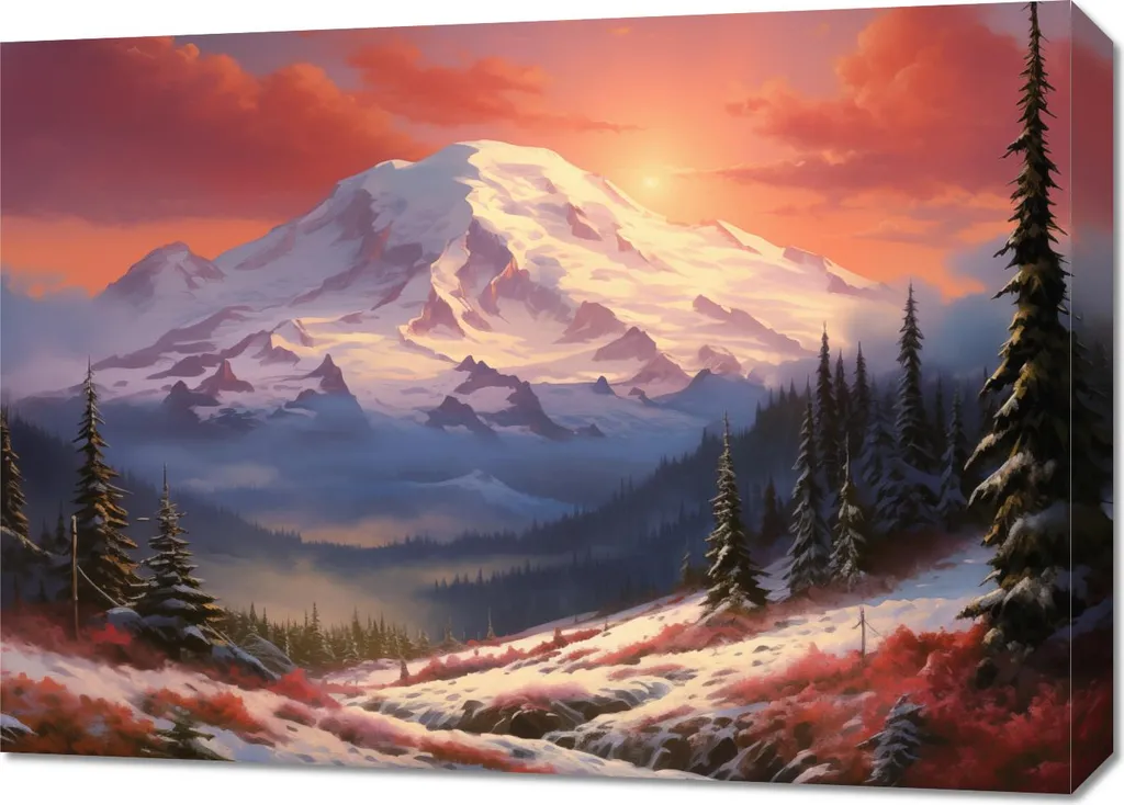 Aménager votre salon : Tableau 70x50 cm Sommets de l'aurore zen