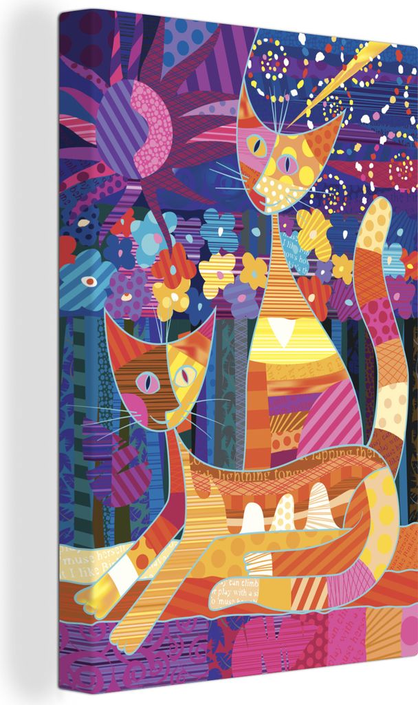 OneMillionCanvasses - Leinwandbilder - 90x140 cm, Eine Illustration einiger Pop-Art-Katzen, Wandbilder Kunstdruck Wanddekoration - Foto auf Leinw...