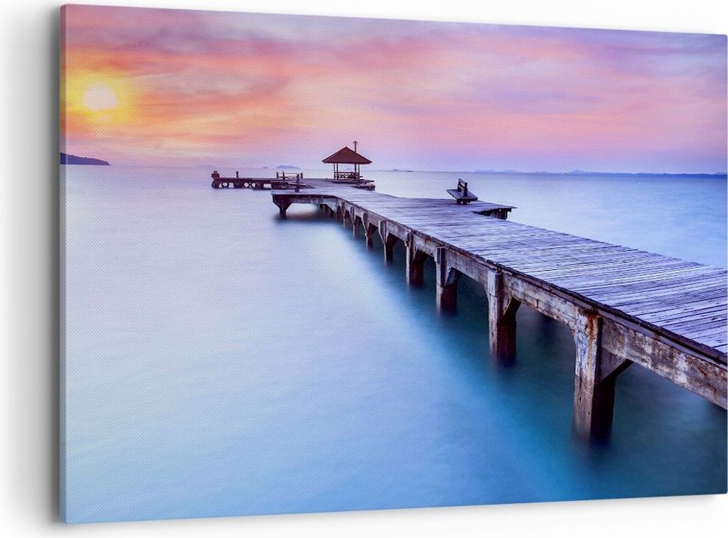 Bild auf Leinwand - Leinwandbild - Strand Wasser Meer Urlaub - 120x80cm - Wand Bild - Wanddeko - Leinwanddruck - Bilder - Kunstdruck - Wanddekorati...