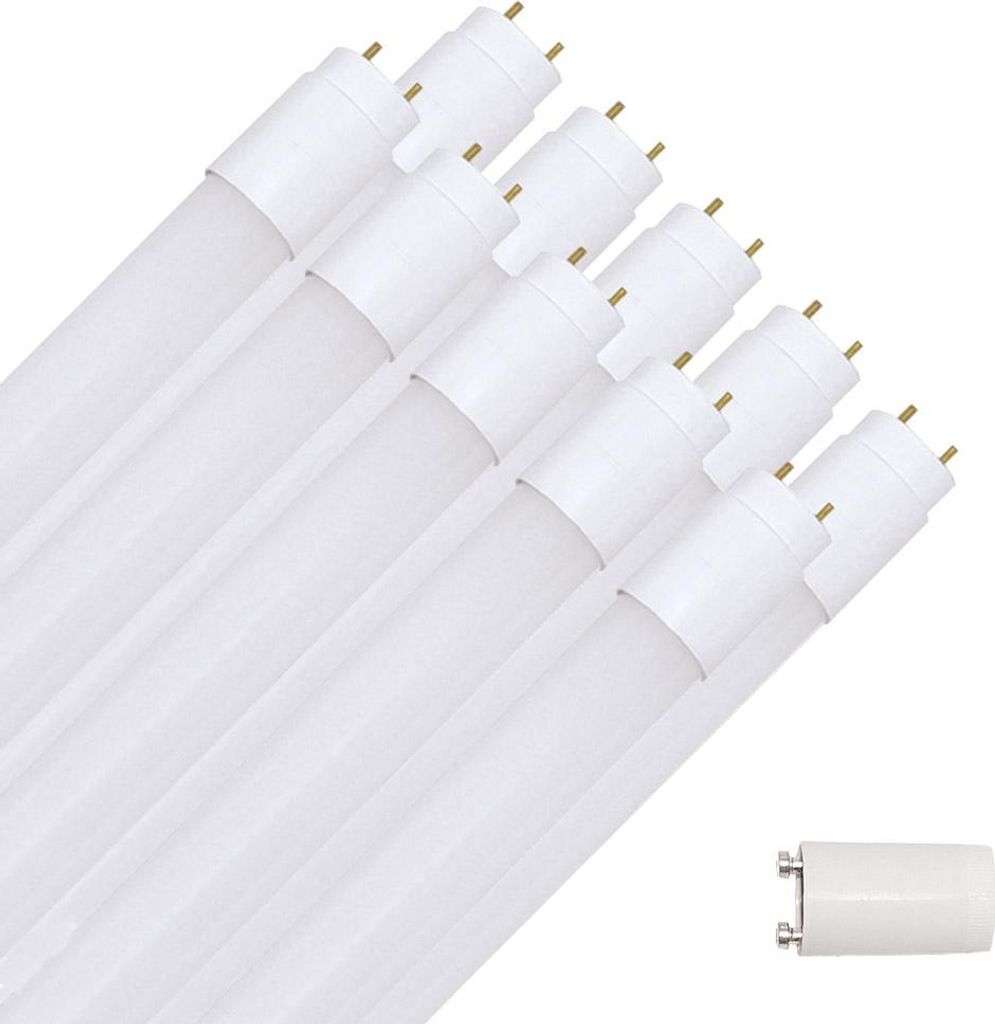 10 x LED Leuchtmittel T8 Röhre 60cm 9W G13 900lm 865 kaltweiß 6500K Tageslicht inklusive Starter