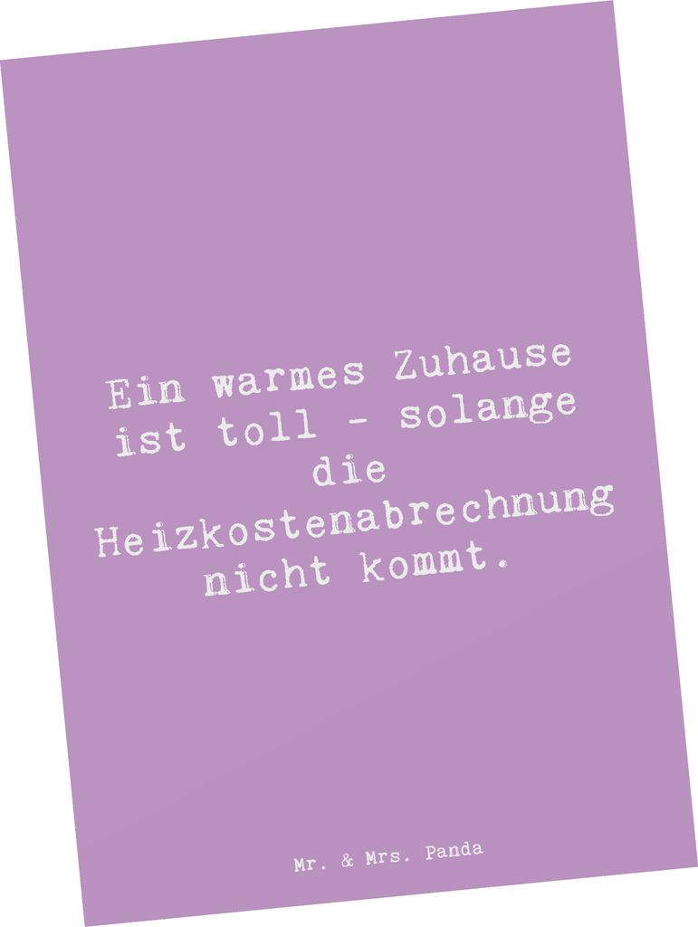 Mr. & Mrs. Panda Postkarte Spruch Geborgenheit im Zuhause - Lavendeltraum - Geschenk, Zitat, Gefühl, Grußkarte, Fotokarte, Heizkostenabrechnung, ...